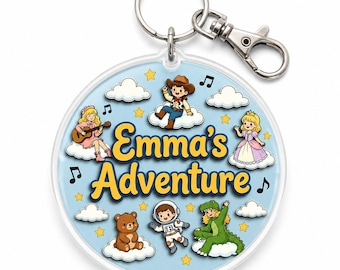 Personalized I Knew It I Knew You Keychain, Custom Toy Story Name Bag Charm, Pixar Toy Story 5 Kids Room Belt Bags