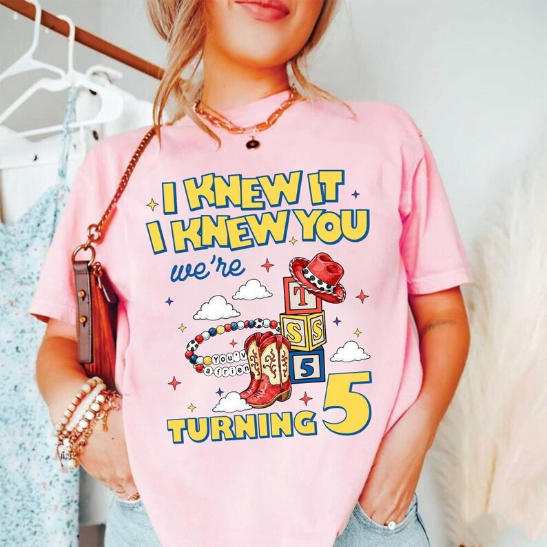 Comfort Colors I Knew It I Knew You Were Turning 5 Shirt, Toy Story 5 Shirt, Disneyland Toy Story 5 Birthday,Toy Story Birthday tee image 3