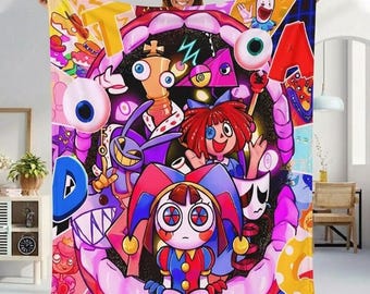 The Amazing Digital Circus Blanket, Jax Pomni Fleece Throw, Kids Cartoon Blanket, Circus Bedding Gift, Cozy Room Decor