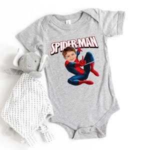 Custom Face Spider-Man Shirt: Personalized Birthday Gift for Boys Kids Boyfriend Party Superhero Tee image 2