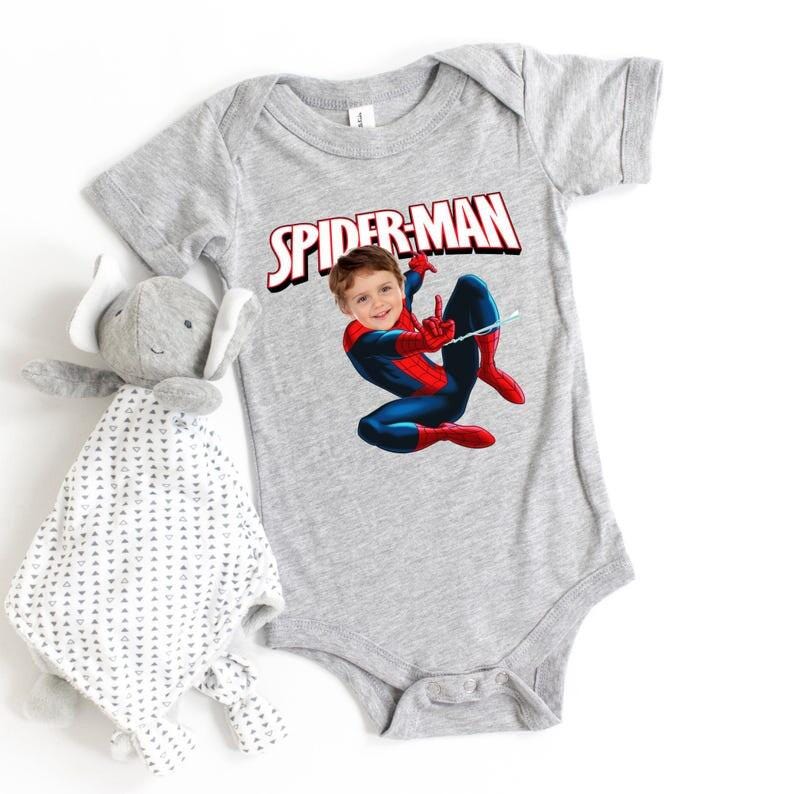 Custom Face Spider-Man Shirt: Personalized Birthday Gift for Boys Kids Boyfriend Party Superhero Tee image 2