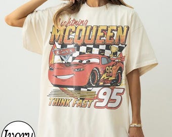 Vintage Lightning McQueen Comfort Colors Shirt, Disney Pixar Cars Tee, Retro McQueen Graphic Tee, Disney World Family Vacation Trip 2026 Tee