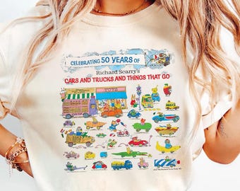 Comfort Colors Vintage Vehicle Shirt, Retro Cartoon Graphic Tee, Children’s Storybook Inspired Shirt, Cute Busy Town Aesthetic Bella Gilda