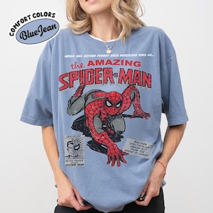 Camiseta vintage de los 90 de MCU The Amazing Spider-Man Comfort Colors, camiseta retro de Spiderman estilo cómic, camiseta de Spiderman de los Vengadores de MCU, regalo para fans imagen 5