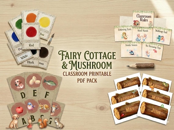 Fairy Cottage Classroom Theme Pack | Alphabet, Numbers, Shapes, Colors (PDF Pack)
