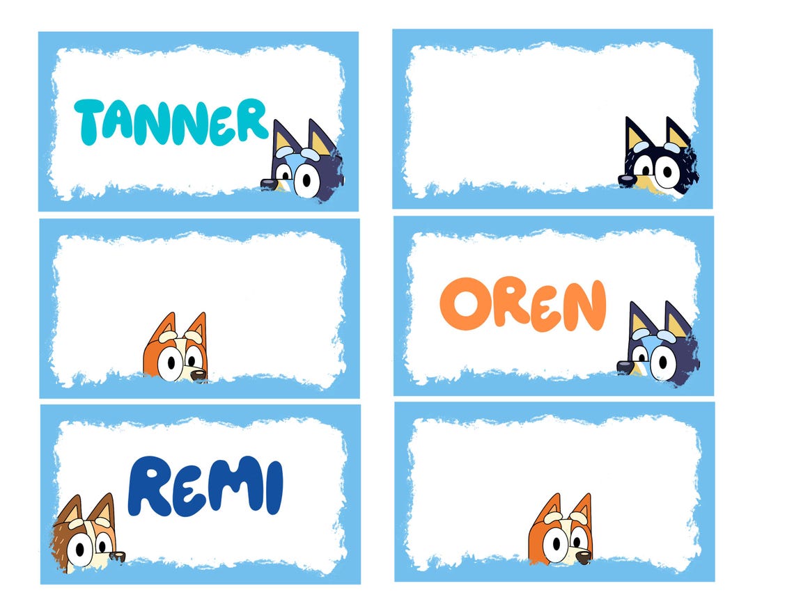 Bluey Cubby Labels / Name Tags | Printable Single Page | Preschool ...