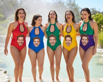 Custom Photo One-Piece Swimsuit - Bachelorette & Bride Party Swimwear