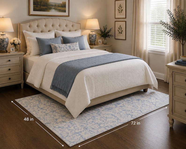 French country bedroom area rug.