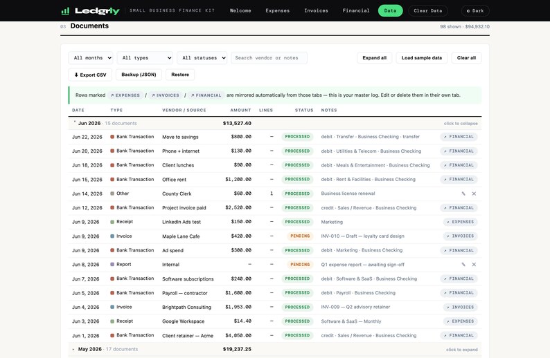 Small Business Finance Tracker — Expenses, Invoices & Cash Flow Dashboard | Interactive, Works Offline, No Spreadsheet Skills image 7