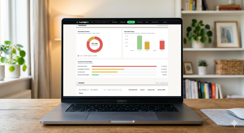 Small Business Finance Tracker — Expenses, Invoices & Cash Flow Dashboard | Interactive, Works Offline, No Spreadsheet Skills image 4