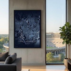 Yale Campus Map Poster | New Haven Street Map | College Graduation Gift | Yale Alumni Gift | Minimalist Wall Art