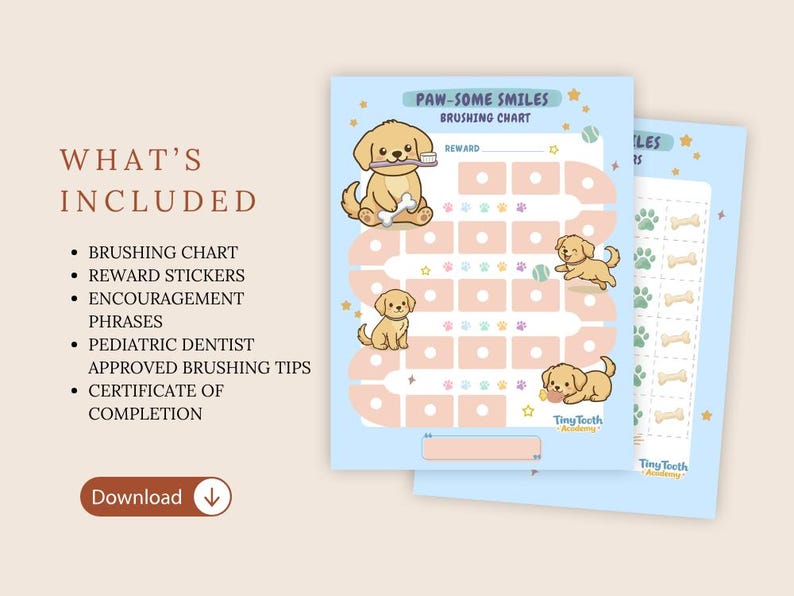 Puppy Tooth Brushing Reward Chart for Boy Printable | Dog Lover Daily ...