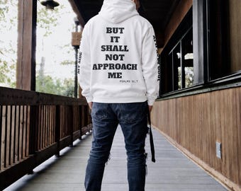 Felpa con cappuccio Salmo 91:7, pullover con versetti biblici cristiani, streetwear ispirato alla fede