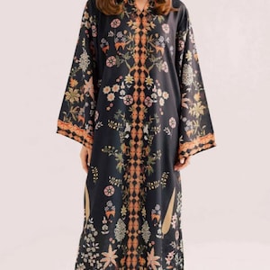 turkish long dresses with sleeves Chic Floral Sequin Maxi Maroon Turkish Kaftan Formal Dress 36