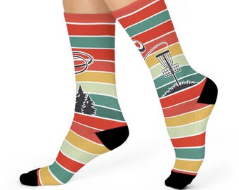 Disc Golf Unisex Cushioned Crew Socks | Colorful Athletic Socks