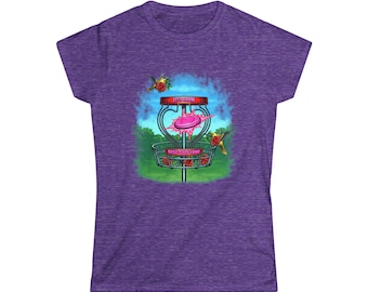 Women's Disc Golf Tee | "Let's Grow" Graphic Shirt, Rose Design
