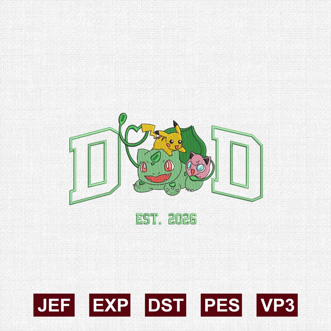 Pokedad PKM Bulbasaur Custom Embroidery Machine File, Personalized ...