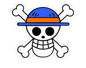 NYC Flag Straw Hat Skull Sticker, Kiss-Cut Pirate Jolly Roger Decal, New York City