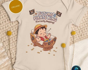 Bio-Baumwolle Baby Body | Zukünftiger Piratenkönig Nickerchen Romper | Anime Nautisches Geschenk