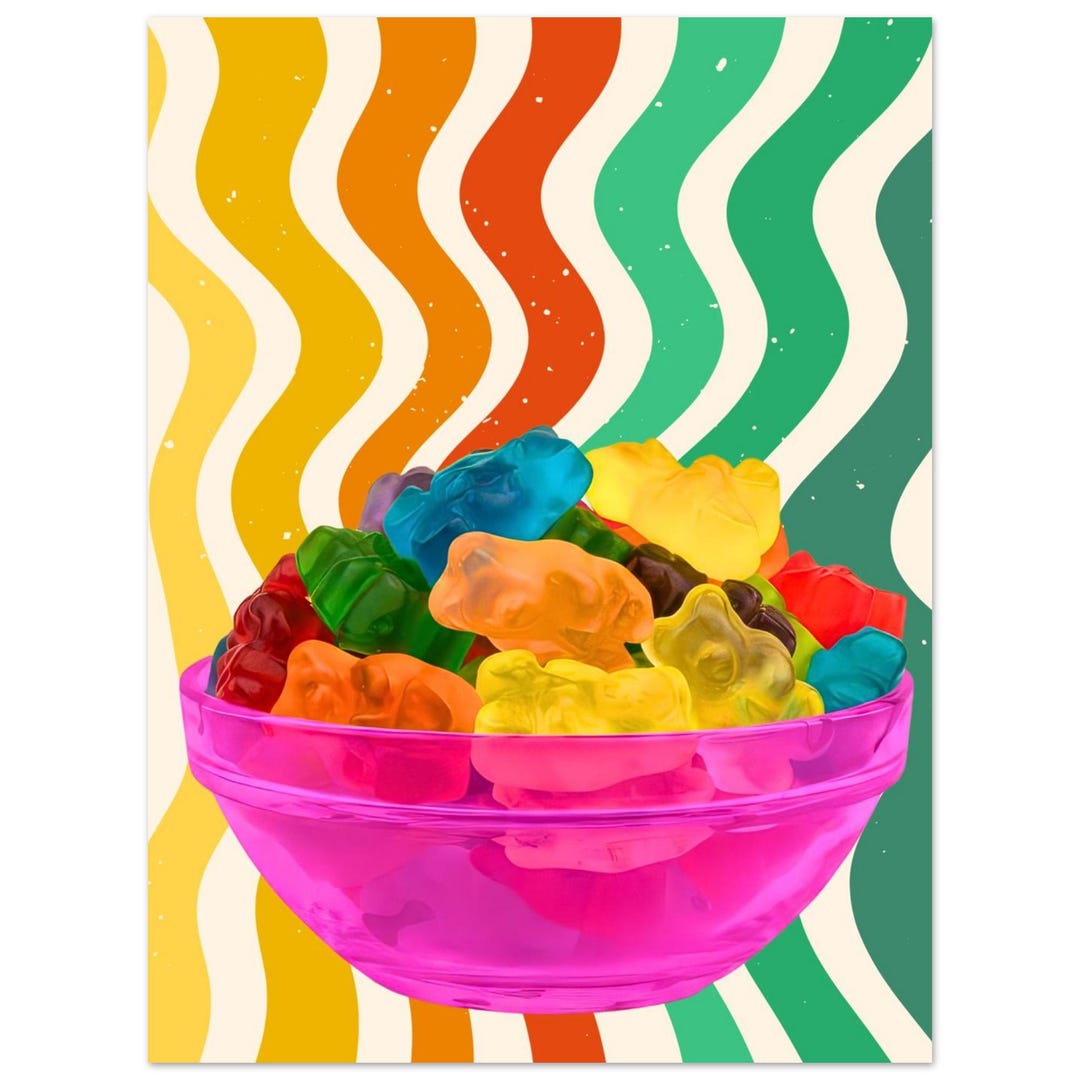 Gimme Gummy, Y2K Millennial Color, Maximalist Fine Art Poster (30x40 ...