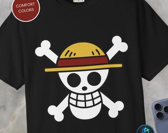 Vintage Anime Pirate Shirt, Straw Hat Skull Graphic Tee, Dark Jolly Roger T-Shirt