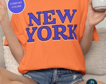 New York Druckbuchstaben T-Shirt, NYC Colors City T-Shirt, Retro NY Grafikshirt