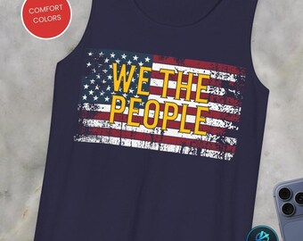 Wir, die Menschen, amerikanische Flagge Tank Top | Vaterhaftes beunruhigtes USA Grafik-T-Stück