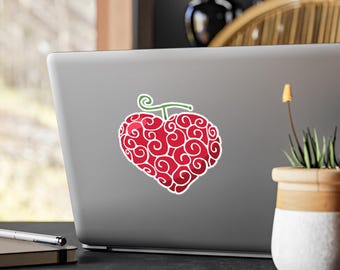 Anime Pirate Swirly Heart Strawberry Decal | Surgeon Devil Fruit Vinyl Sticker