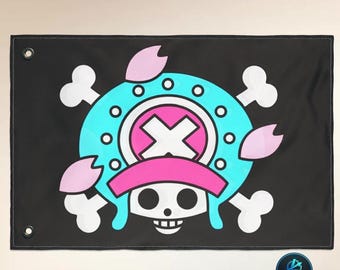 Kawaii Anime Pirat Jolly Roger, Manga Doppelseitig Otaku Flagge, Rentier Schädel Emblem