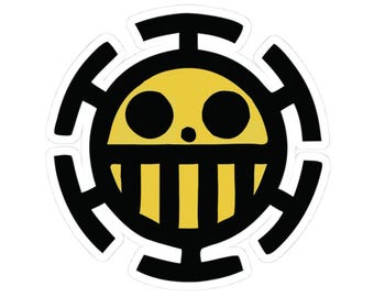 Retro Anime Yellow Smiley Pirates Jolly Roger Sticker | Kiss-Cut Vinyl Decal