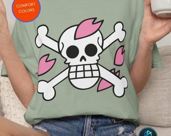 Cherry Blossom Skull Crossbones T-Shirt, Anime Jolly Roger T-Shirt, Doktor Pirate Logo Top