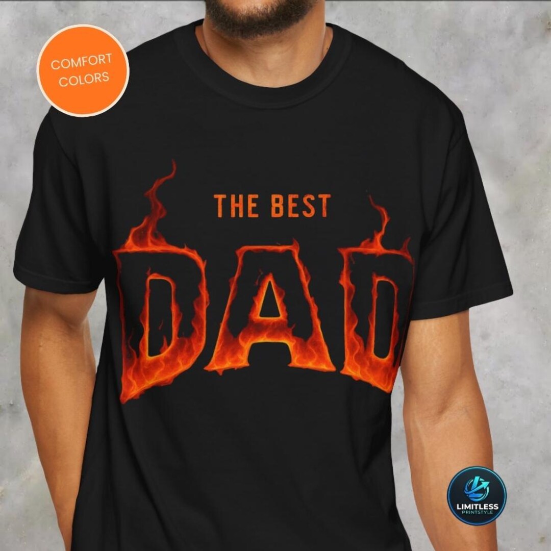 Retro Flaming DAD T-shirt | Fire Lettering Fathers Day Shirt | Vintage ...
