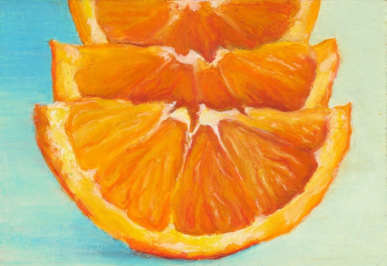 Matted Print of an Original Oil Pastel Painting of Orange Etsy