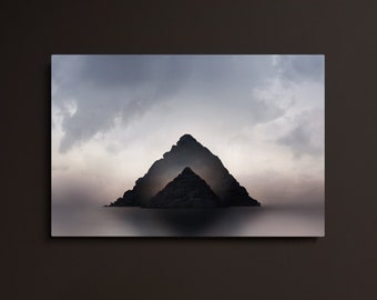 Abstract Environment-Anton --- A 20x30 metal print of an other-worldly mountain illustration