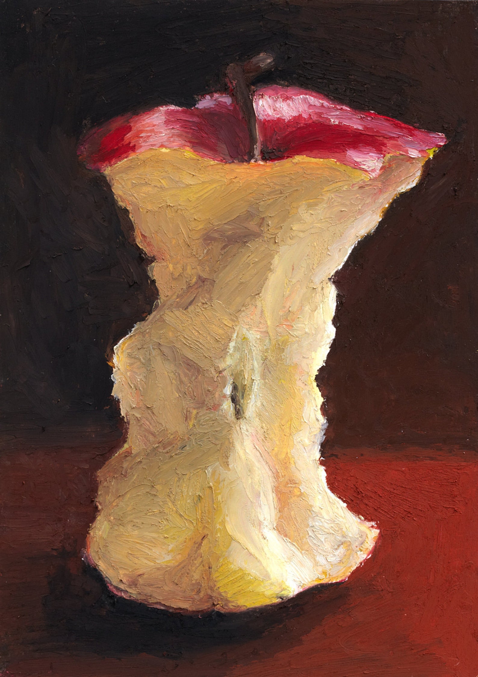 Apple Core Oil Pastel Painting Print Etsy