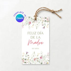 BEWERKBARE Spaanse Moederdag-tags gepersonaliseerd, Dia De La Madre-cadeautags, Canva-sjabloon voor Happy Mothers Day-label (digitale download)