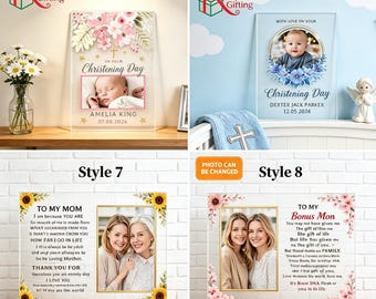 Custom Acrylic Photo Plaque: Personalized Portrait Display Gift for Mother's Day, Newborns, Birthdays,Custom Acrylic Photo & Name Ornament