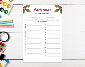 Christmas alphabet game for kids and adults, Printable instant download holiday word challenge