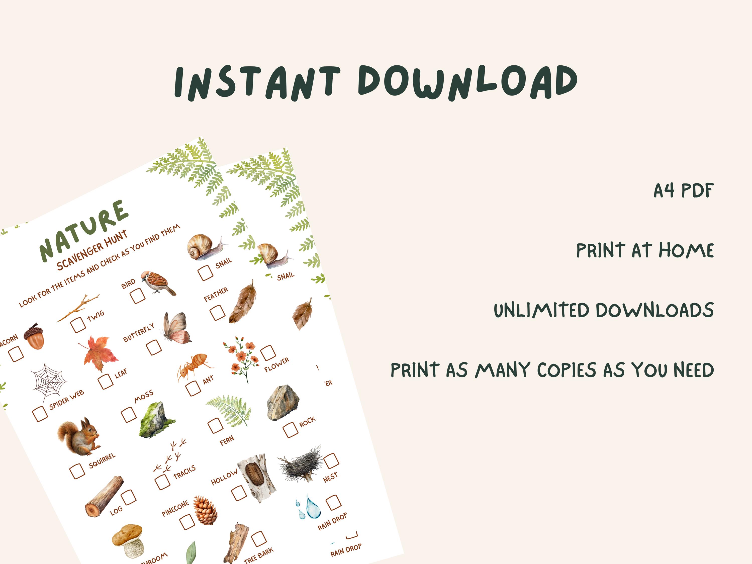 Park Scavenger Hunt for Kids Printable, Instant Downloadable Outdoor ...