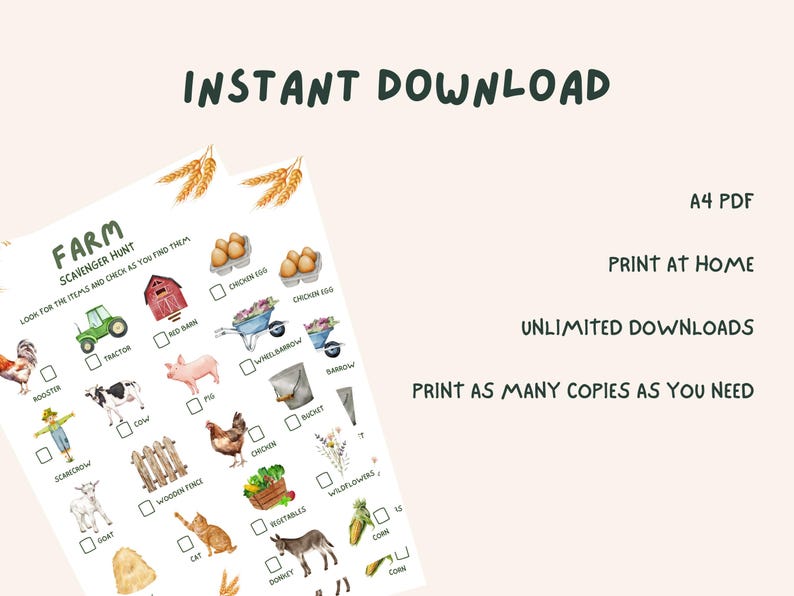 Farm Scavenger Hunt Printable, Outdoor Adventure and Learning Kids ...