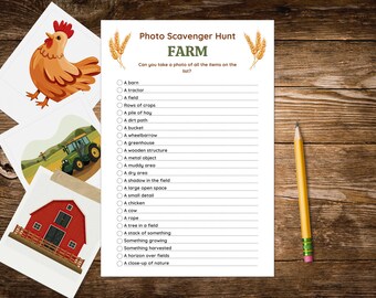 Farm nature photo scavenger hunt, Printable outdoor photography challenge