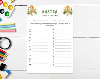 Easter alphabet game for kids and adults, Printable instant download spring word challenge