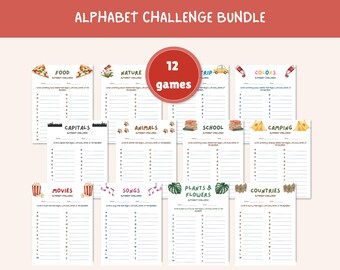 Alphabet game bundle for kids and adults, Printable ABC word challenge race