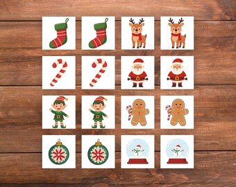 Printable Christmas memory matching game for kids and seniors, Instant download holiday kids activity