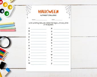 Halloween alphabet game for kids and adults, Printable instant download spooky word challenge