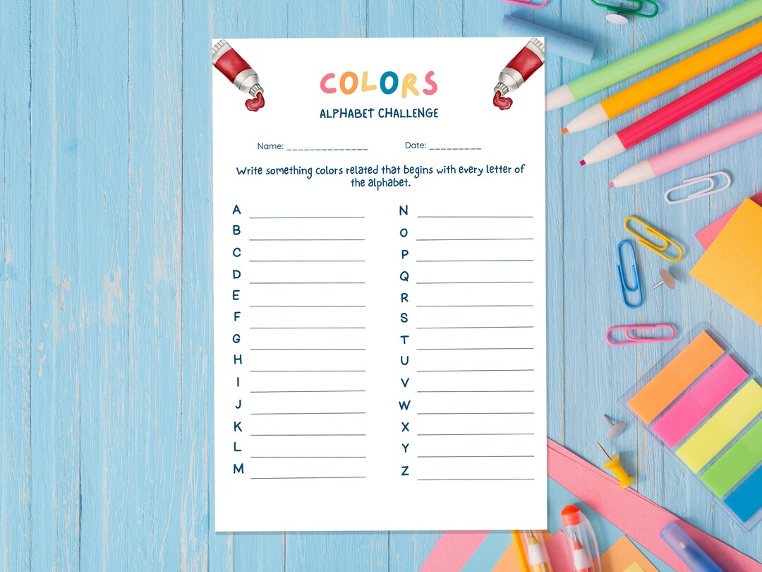 Colours Alphabet Game for Kids and Adults, Printable Instant Download ...
