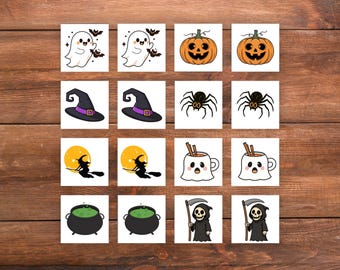 Printable halloween memory matching game for kids and seniors, Instant download fall kids activity