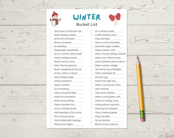 Winter bucket list ideas for kids, Fun outdoor activity checklist