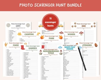 Photo scavenger hunt bundle for kids and adults, Printable indoor and outdoor photography challenge