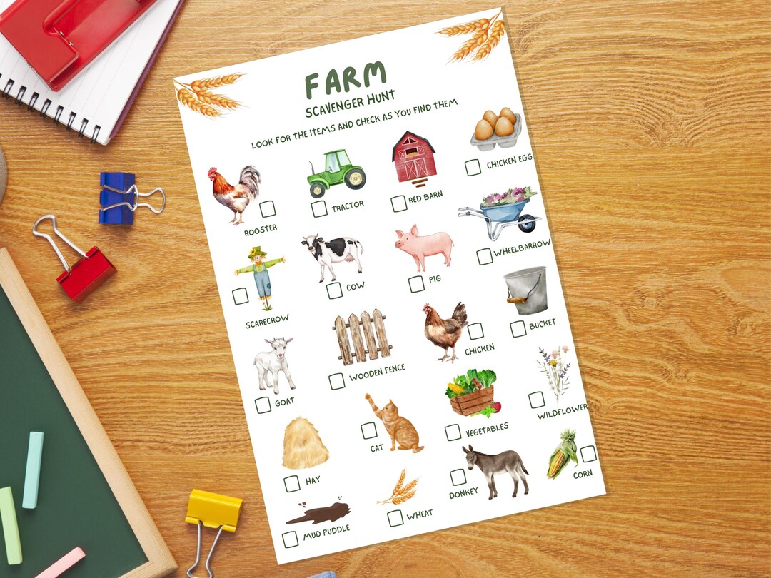 Farm Scavenger Hunt Printable, Outdoor Adventure and Learning Kids ...